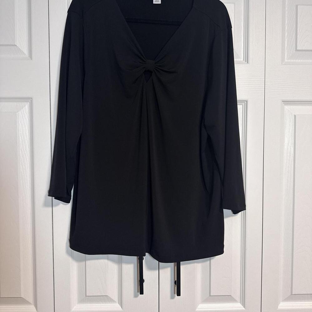 Liz Claiborne black blouse with tie front detail, size 1X #workwear #professiona